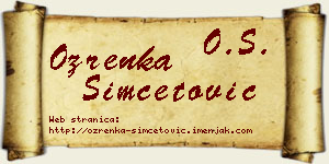 Ozrenka Simčetović vizit kartica